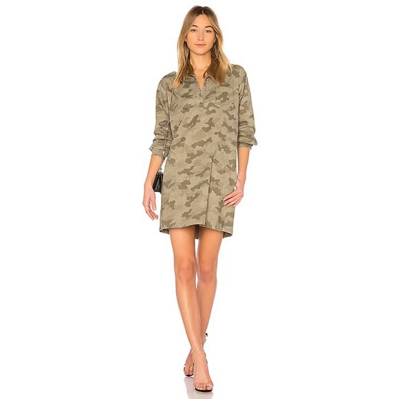 ATM Anthony Thomas Melillo Stretch Cotton Shirt Dress in Sage Camo - Picture 1 of 8